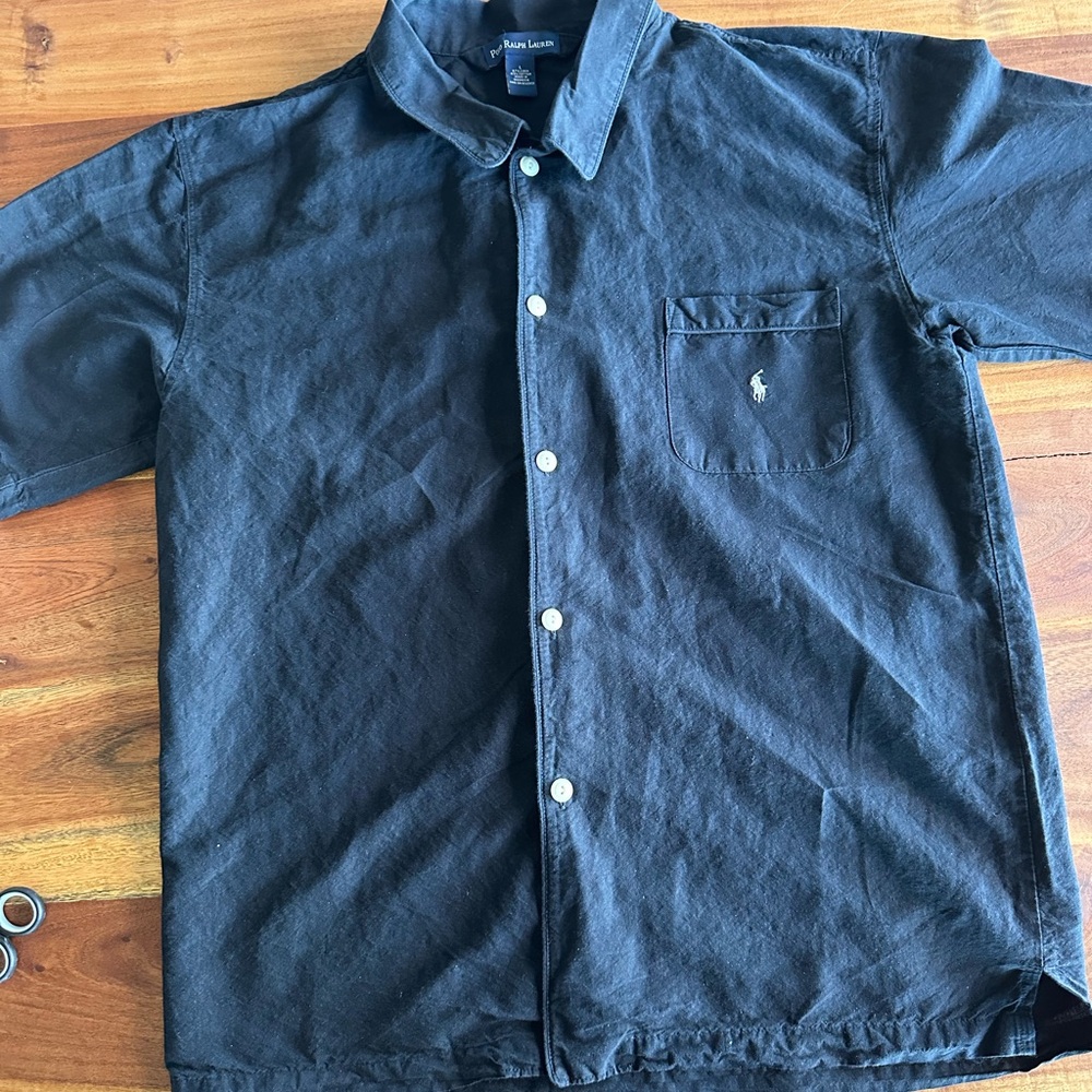 Polo by Ralph Lauren Polo Black Shirt linen cotton blend. Size large